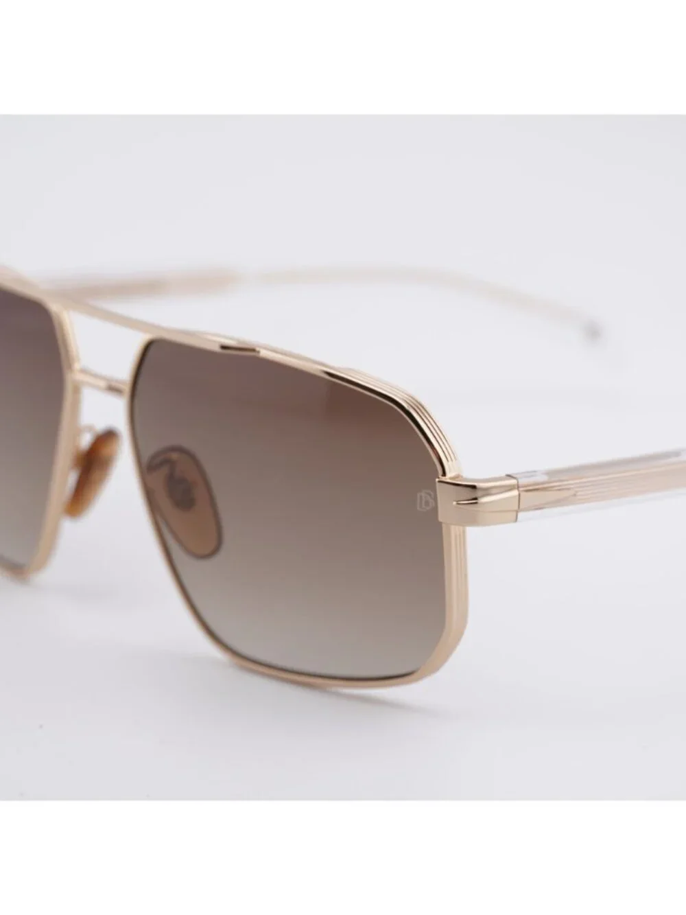 David Beckham DB 7102/S 0LOJ HA Sunglasses Gold Aviator Frame, Brown Lenses